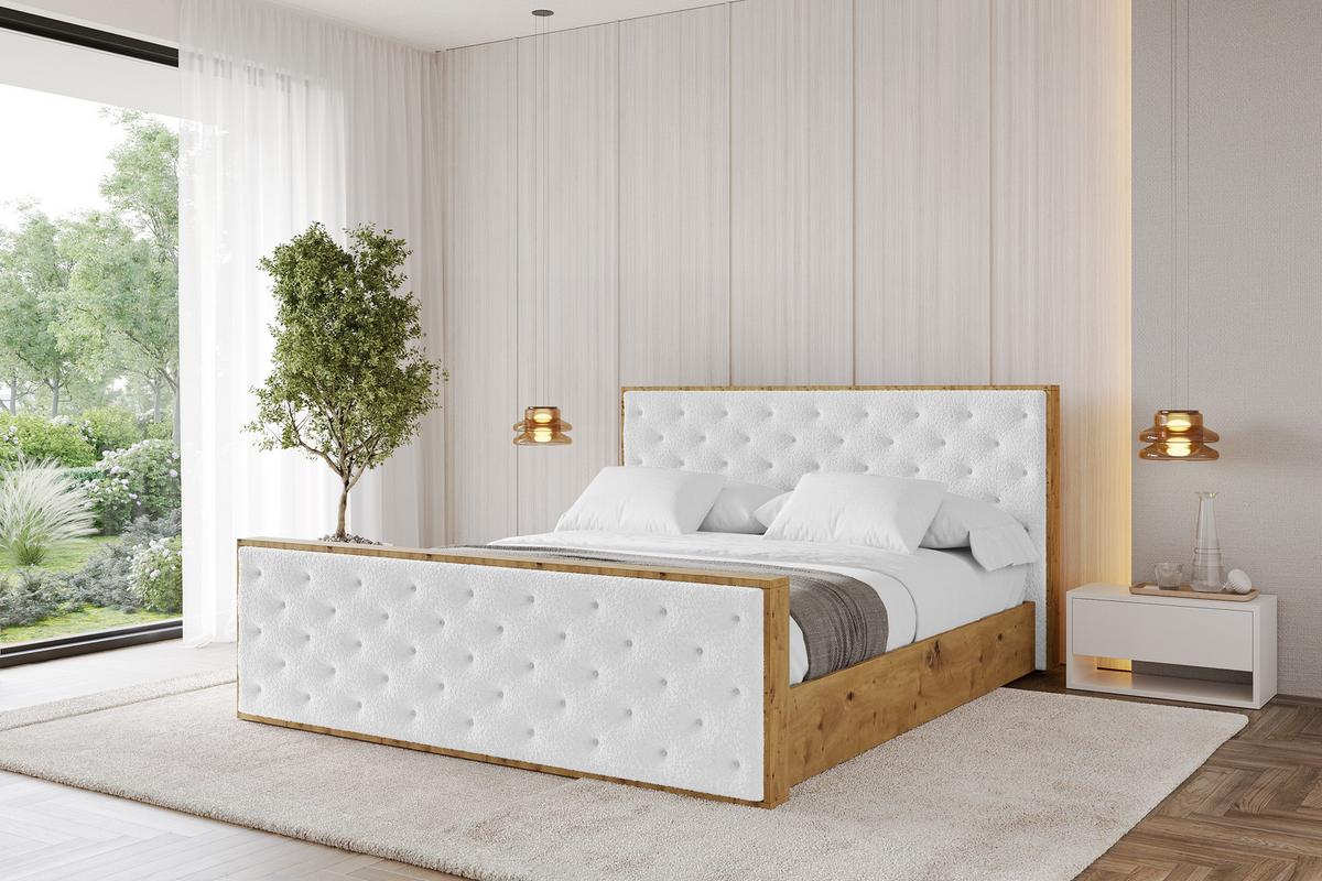POLSTERBETT mit Bettkasten, Fußteil und Lattenrost, Boxbett mit Matratze H3/H4 - ENZO3-Z 180x200 Weiß - Weiß, Holzwerkstoff/Textil (180/200cm) - ALTDECOR