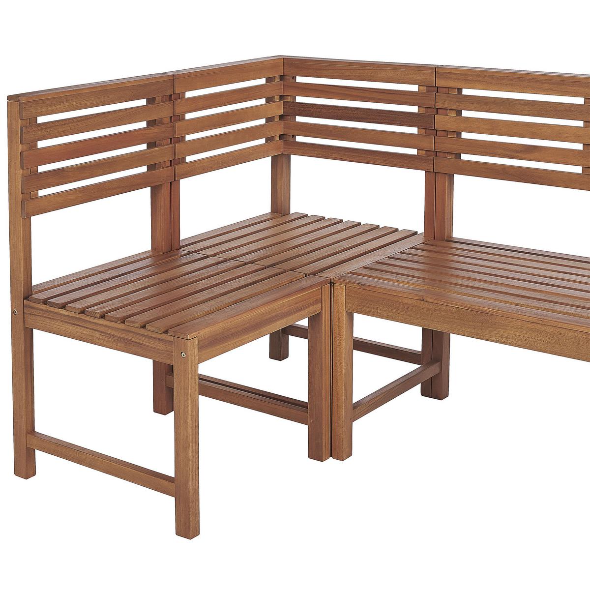 BALKON ECKBANK SET 4-teilig Akazienholz hellbraun modular Treia - Hellbraun, Holz - Beliani