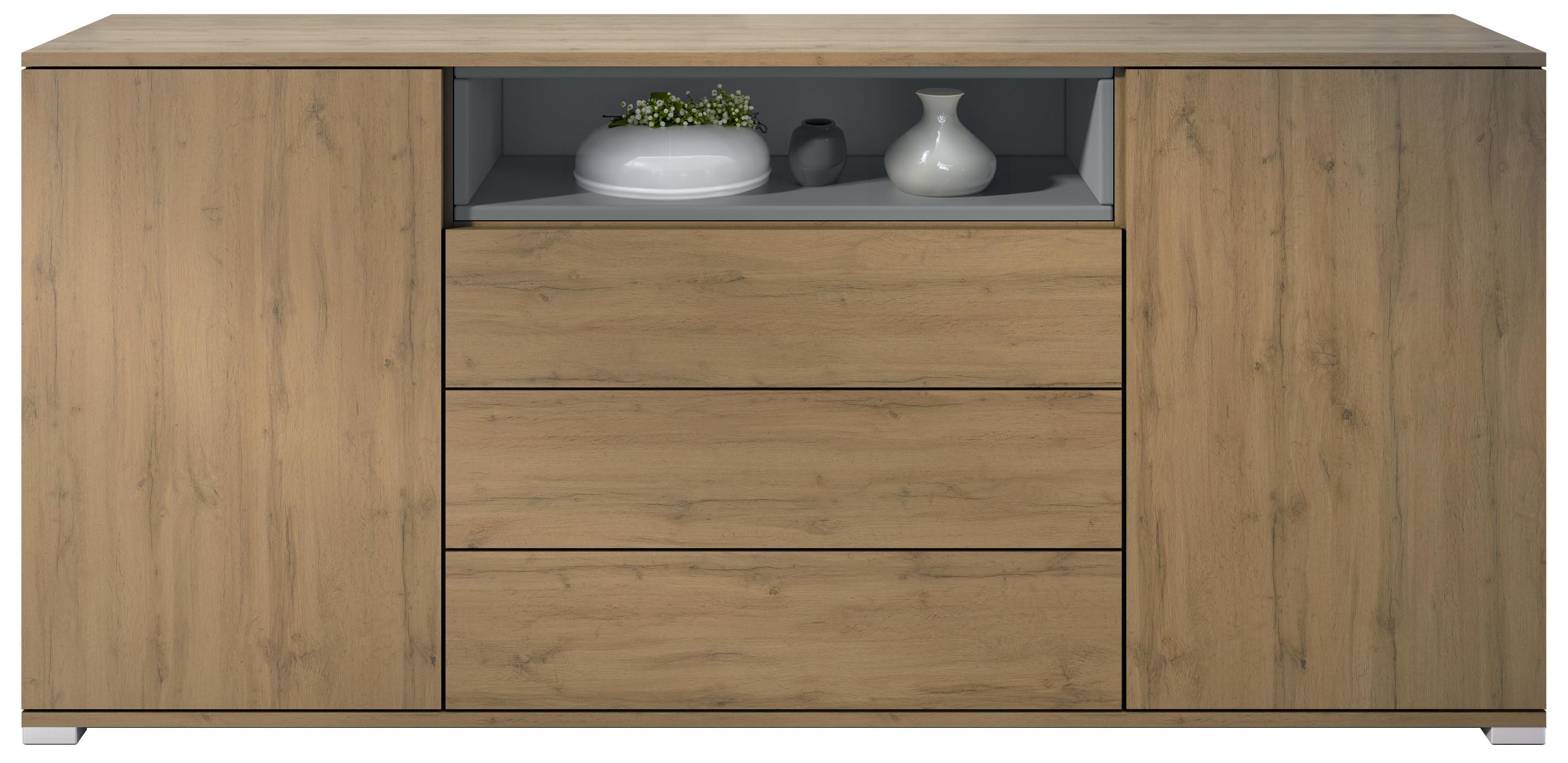 SIDEBOARD Skadu Graphit Seidenmatt - Graphitfarben, Holzwerkstoff (166.5/75.5/35cm) - Vladon