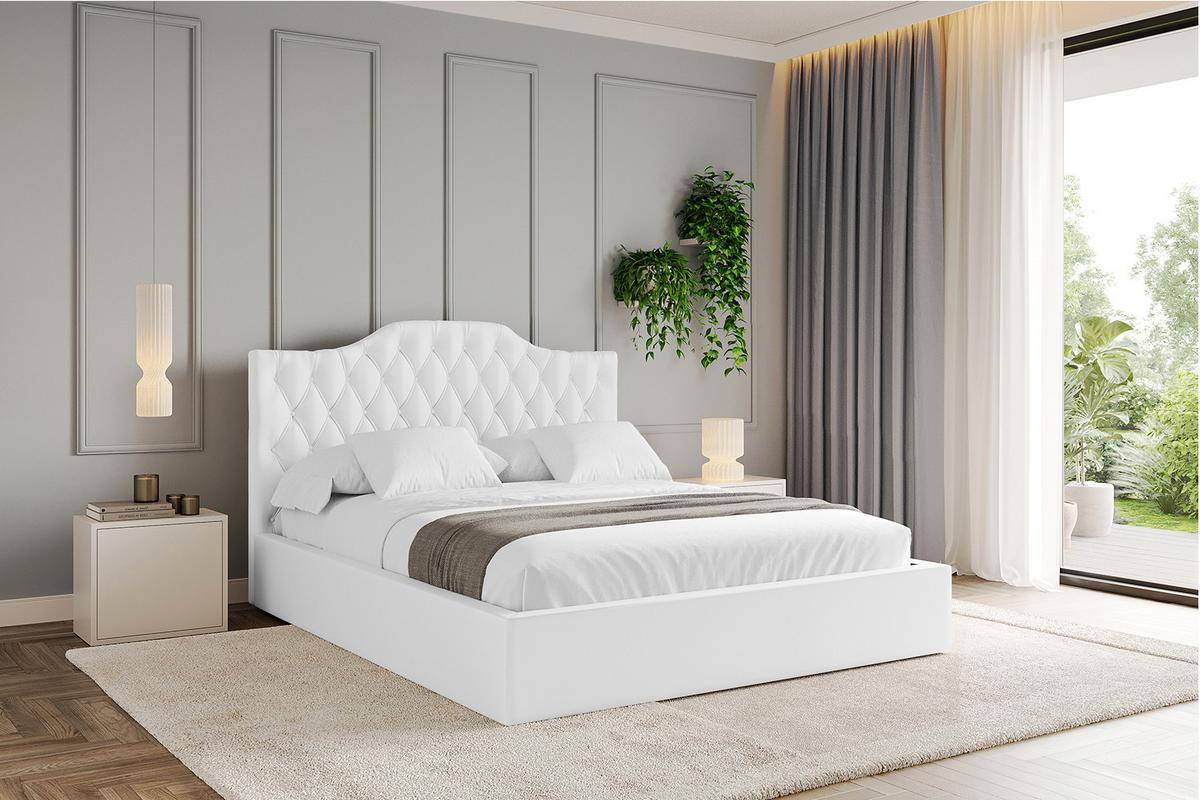 POLSTERBETT mit Bettkasten und Lattenrost, Boxbett ohne Matratze - FALIO 120x200 Weiß Kunstleder - Weiß Hochglanz, Holzwerkstoff/Textil (120/200cm) - ALTDECOR