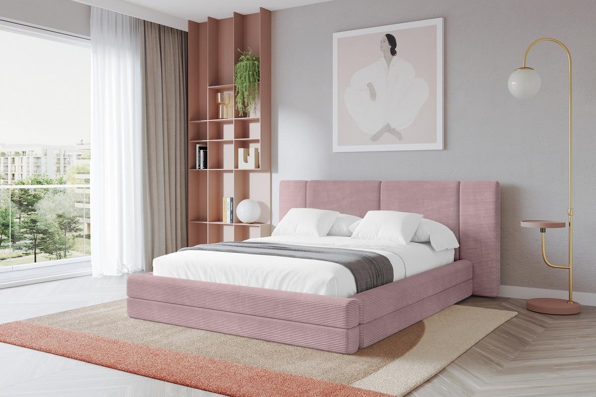POLSTERBETT mit Bettkasten und Lattenrost, Bett mit Matratze H3/H4 - TEVO 140x200 Rosa - Rosa, Holzwerkstoff/Textil (140/200cm) - ALTDECOR