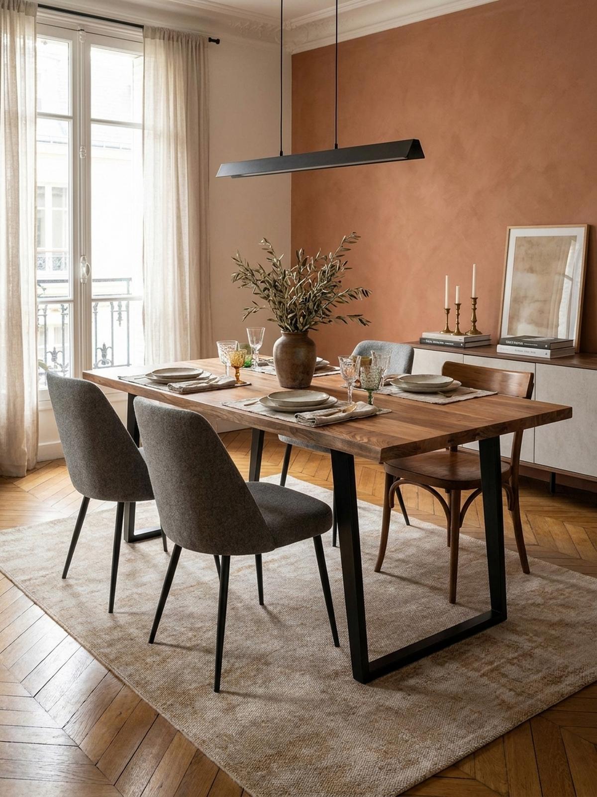 ESSTISCH Massivholz Baumkante Metall U-Gestell Handgefertigt ATOLL, Goldbraun-Schwarz 120x60x76 cm - Schwarz/Braun, Holz/Metall (60/120/76cm) - KADIMA DESIGN