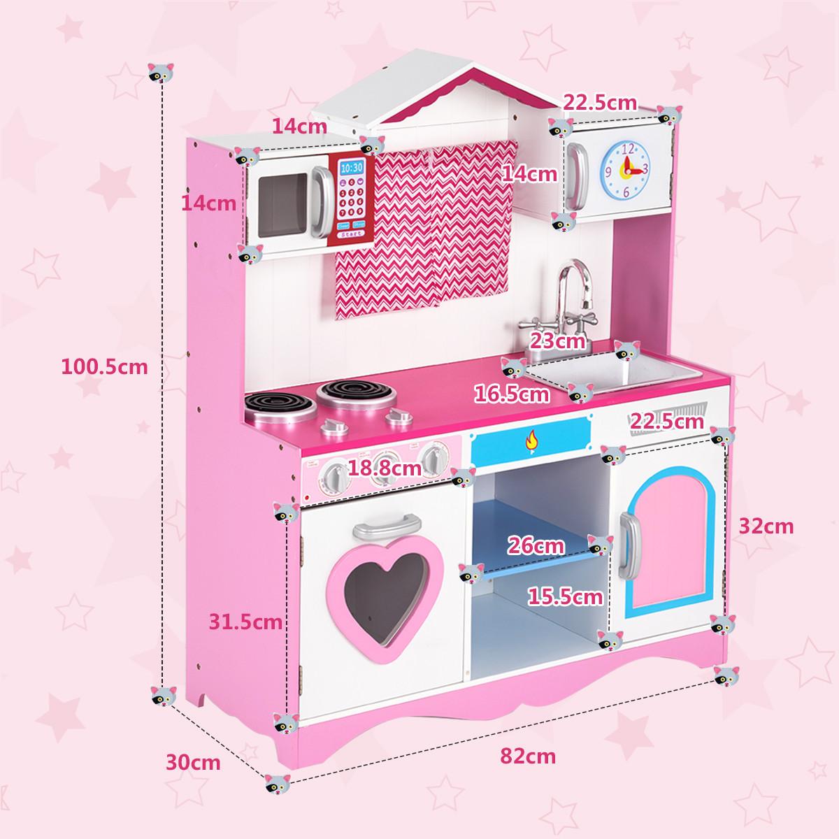 KINDERKÜCHE Holz Pink - Pink, Holz (82/101/30cm) - COSTWAY