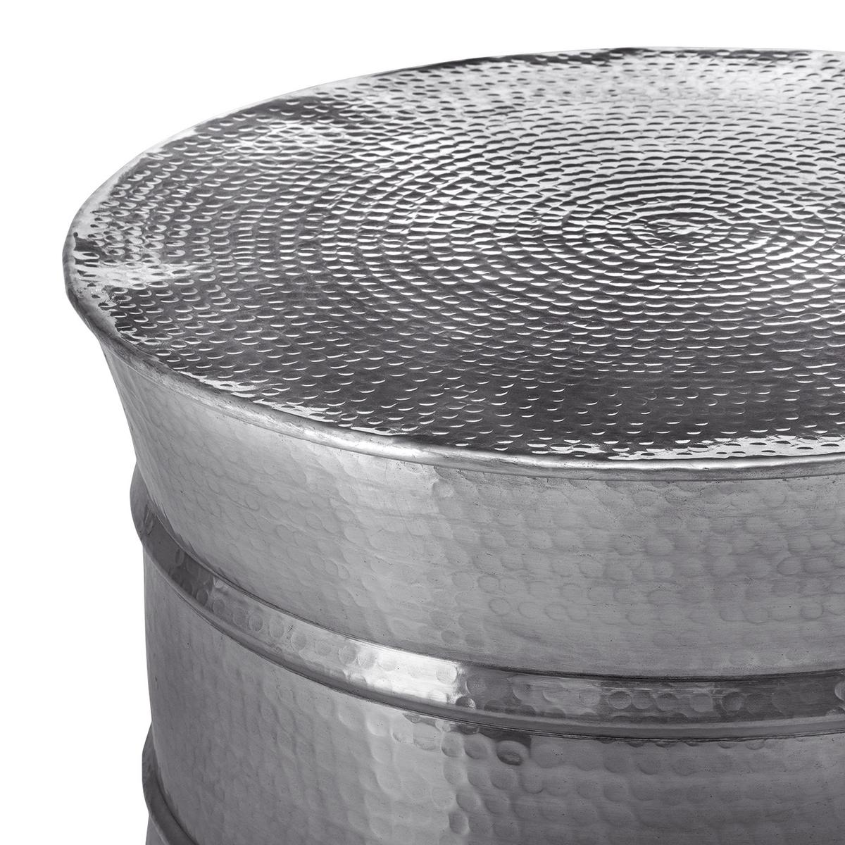 COUCHTISCH rund Ø62x33 cm Silber aus Aluminium Hammerschlag Design - Grau, Metall (62/62/33cm) - WOMO-DESIGN