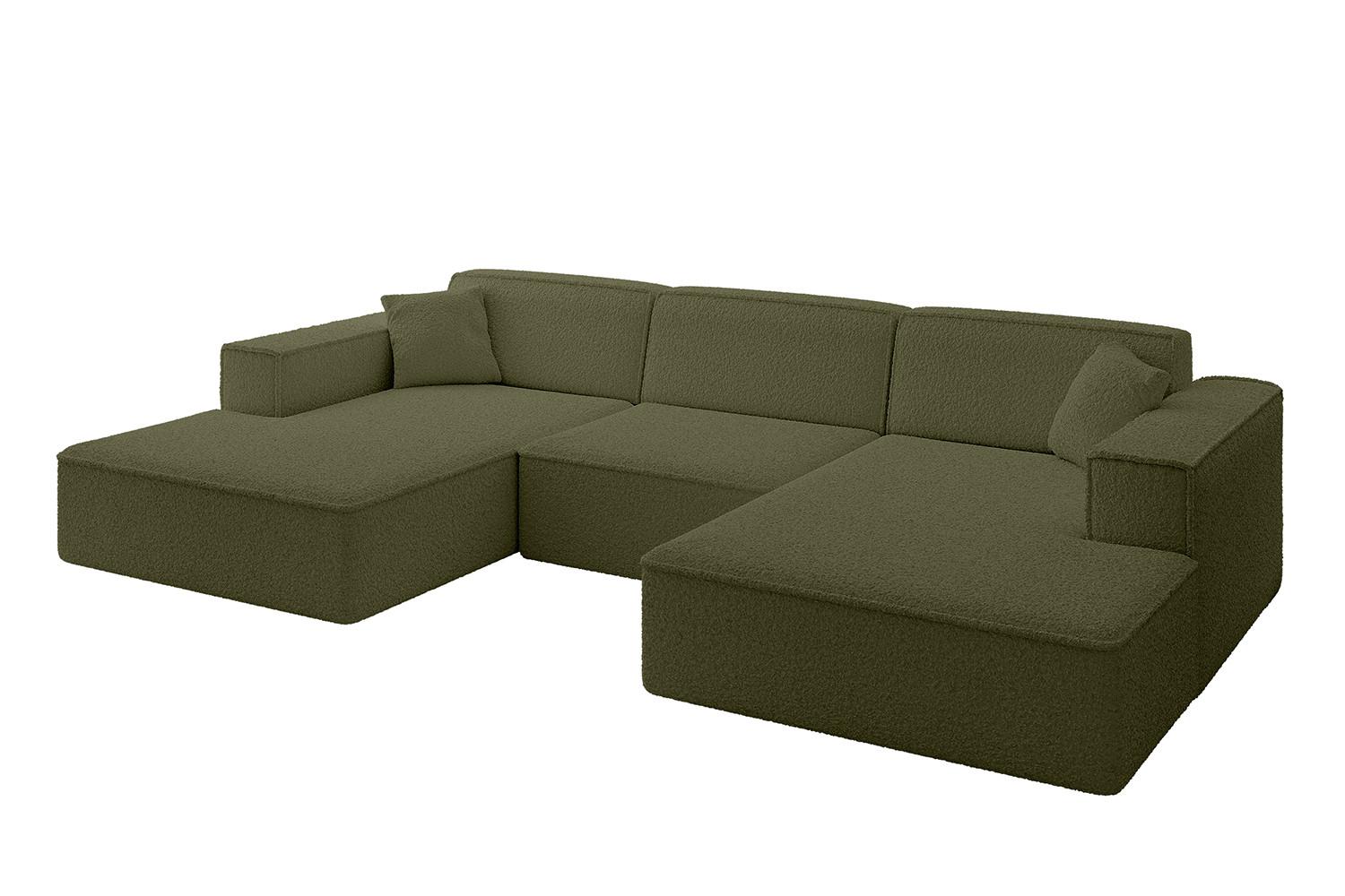 WOHNLANDSCHAFT IREA-U1-v4 - 301x165x77 cm Grün - Platinfarben, Holzwerkstoff/Textil (301/77/165cm) - ALTDECOR