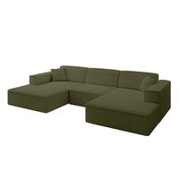 WOHNLANDSCHAFT IREA-U1-v4 - 301x165x77 cm Grün - Platinfarben, Holzwerkstoff/Textil (301/77/165cm) - ALTDECOR