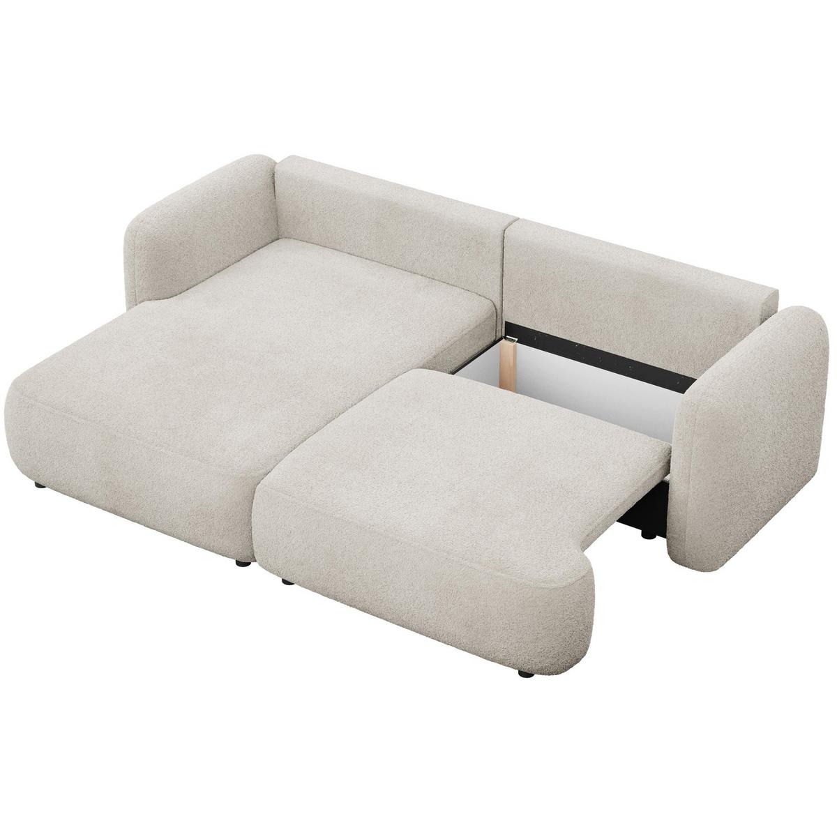 ECKSOFA Tvoya Hellbeige Bouclé - Ecru/Schwarz, Kunststoff/Textil (267/175cm) - Selsey