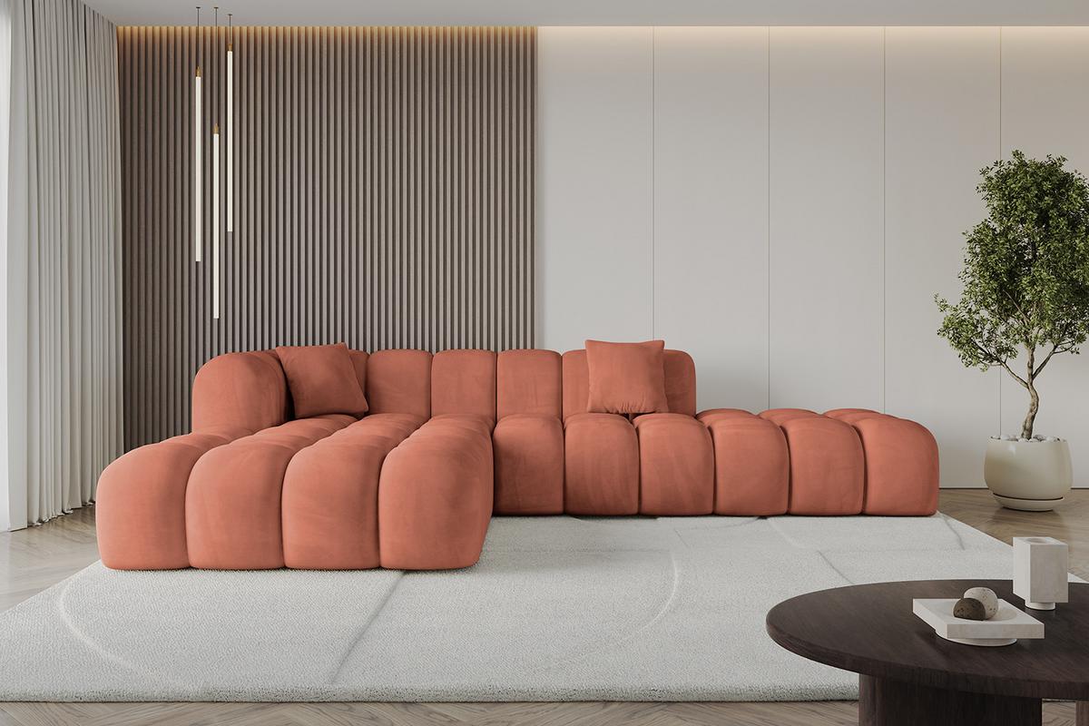 ECKSOFA Ottomane Links OLEA-L2 - 289x176x71 cm Koralle - Koralle/Schwarz, Holzwerkstoff/Kunststoff (289/176cm) - ALTDECOR