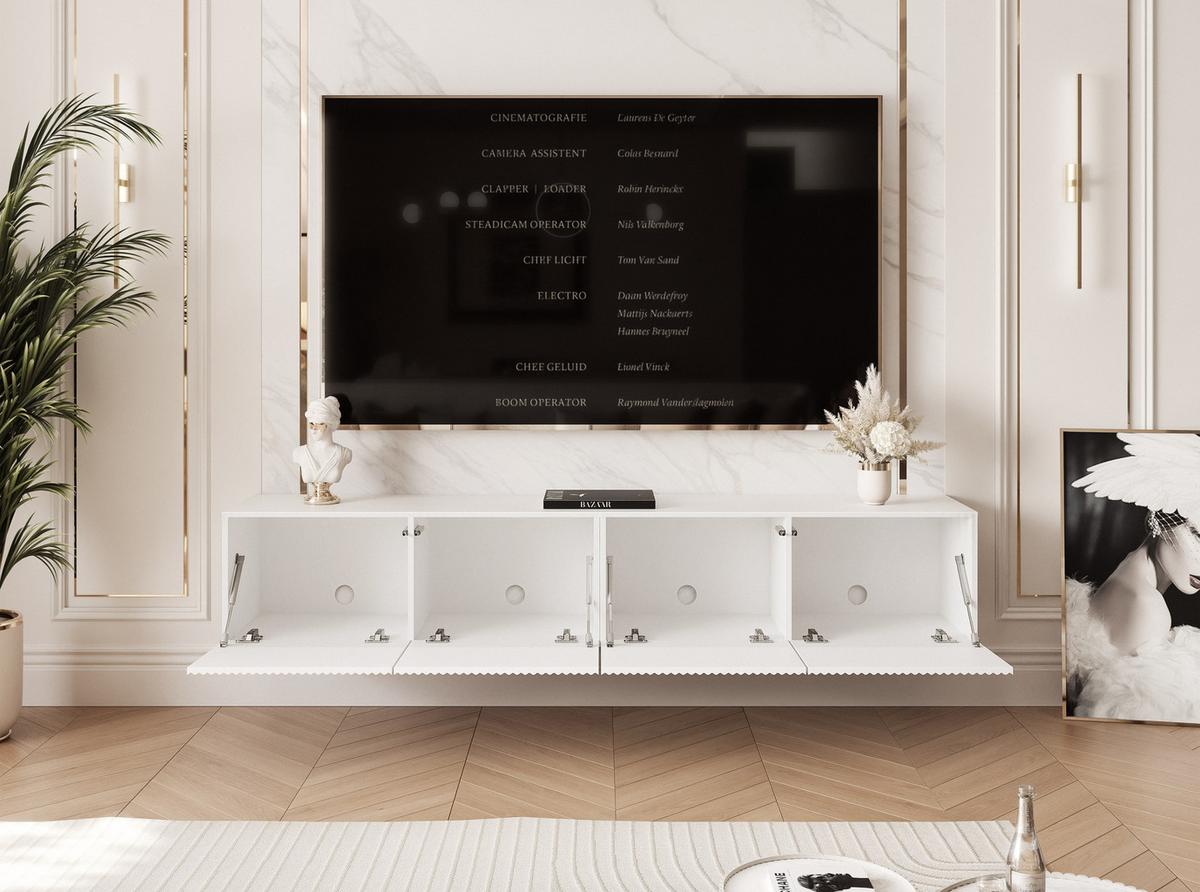 TV-LOWBOARD ANGEL Weiß hängend mit LED-Beleuchtung 200 cm - Weiß, Holzwerkstoff (200/36/40cm) - Idohome
