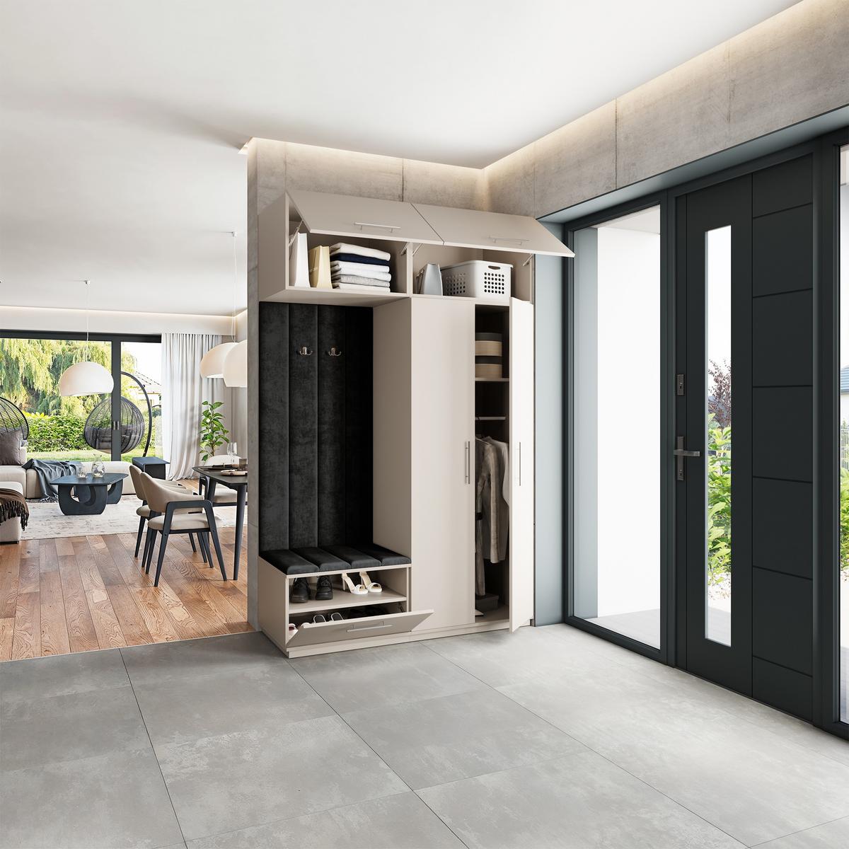 GARDEROBENSCHRANK REMA 150/240/60 cm Modern Kaschmir - Kaschmir/Schwarz, Holzwerkstoff (150/240/60cm) - MASSENO