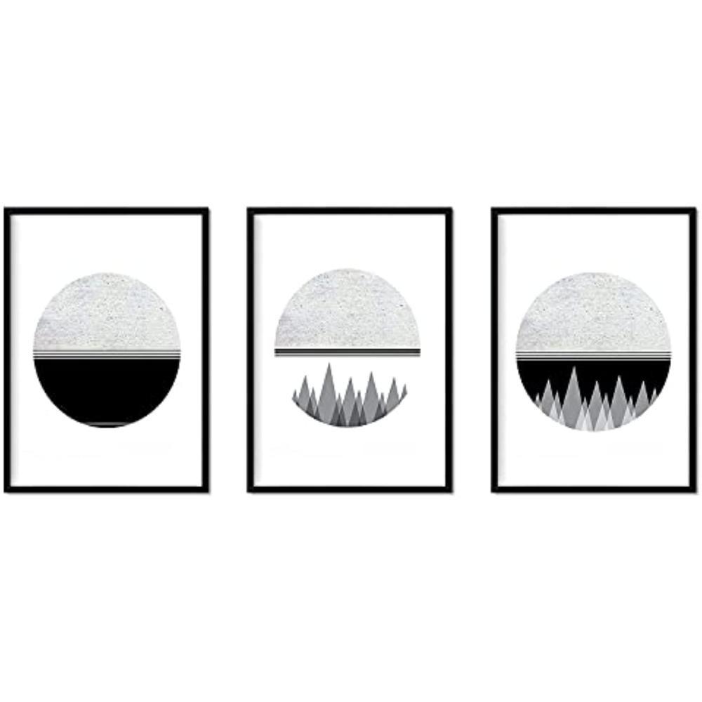 POSTER Set mit 4 Nordischer Weltraum und Berge A4 Schwarzer Rahmen - Schwarz, Papier (29.7/3cm) - Nacnic