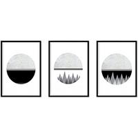 POSTER Set mit 4 Nordischer Weltraum und Berge A4 Schwarzer Rahmen - Schwarz, Papier (29.7/3cm) - Nacnic