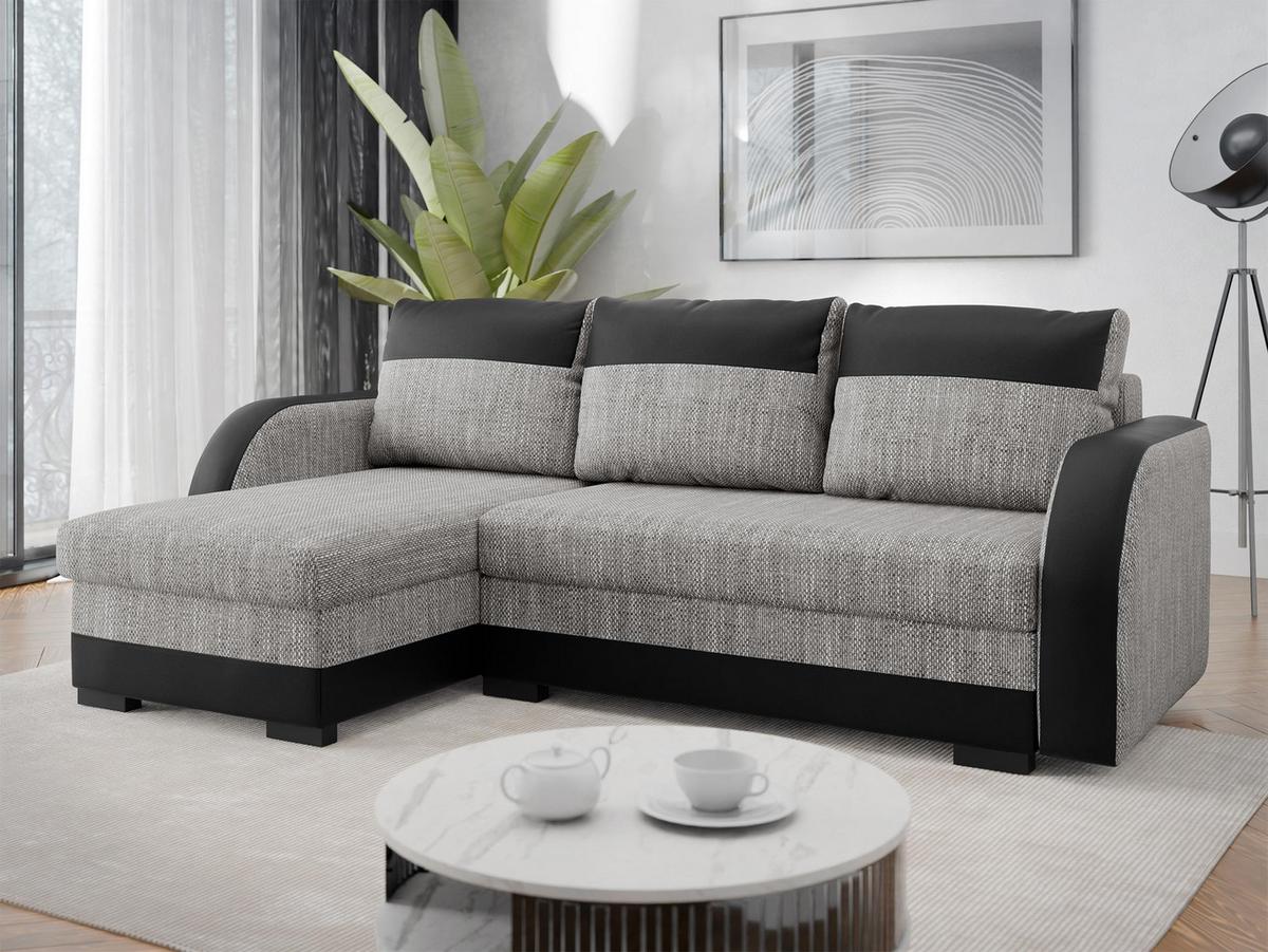 ECKSOFA Jozef - Schwarz/Grau, Holz/Textil (230/140cm) - MIRJAN24