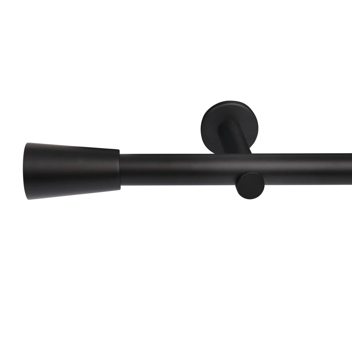 GARDINENSTANGE auf Maß 1-lauf Wandmontage Kegel 240cm - Schwarz, Metall (240cm) - Deco-Raum