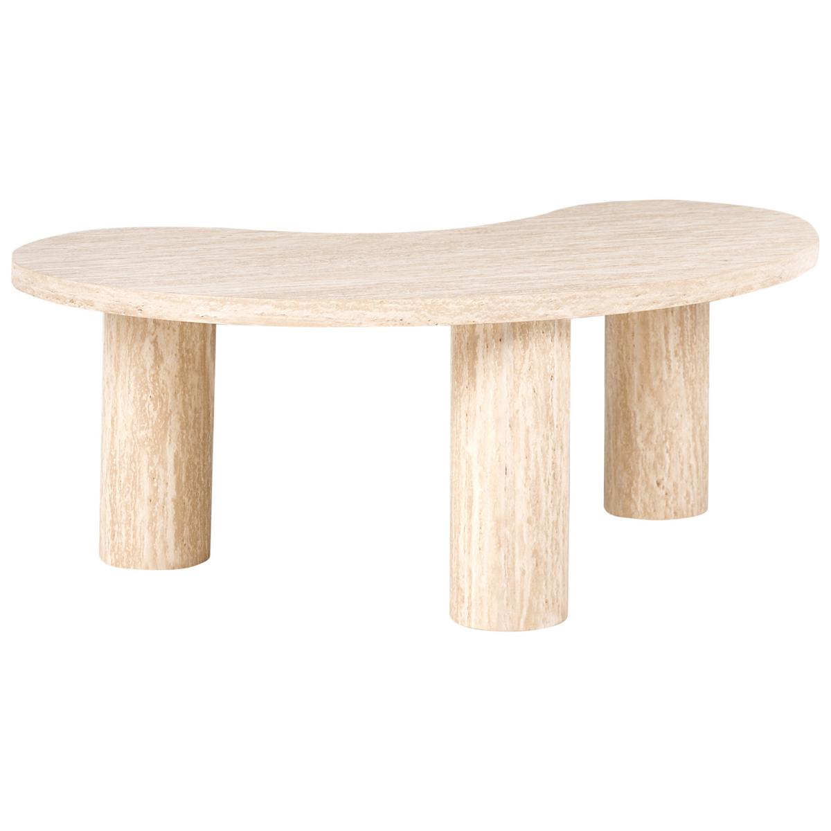 COUCHTISCH 52/90 cm Travertinoptik Travertinoptik Noma - Beige, Holzwerkstoff (52/90/35cm) - Beliani