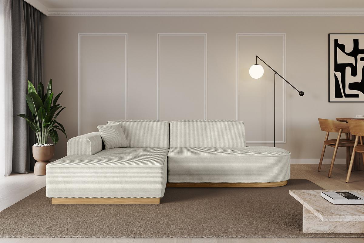 ECKSOFA Ottomane Links IREA-L1-v2 - 232x165x80 cm Creme - Ecru/Creme, Holzwerkstoff/Textil (232/165cm) - ALTDECOR