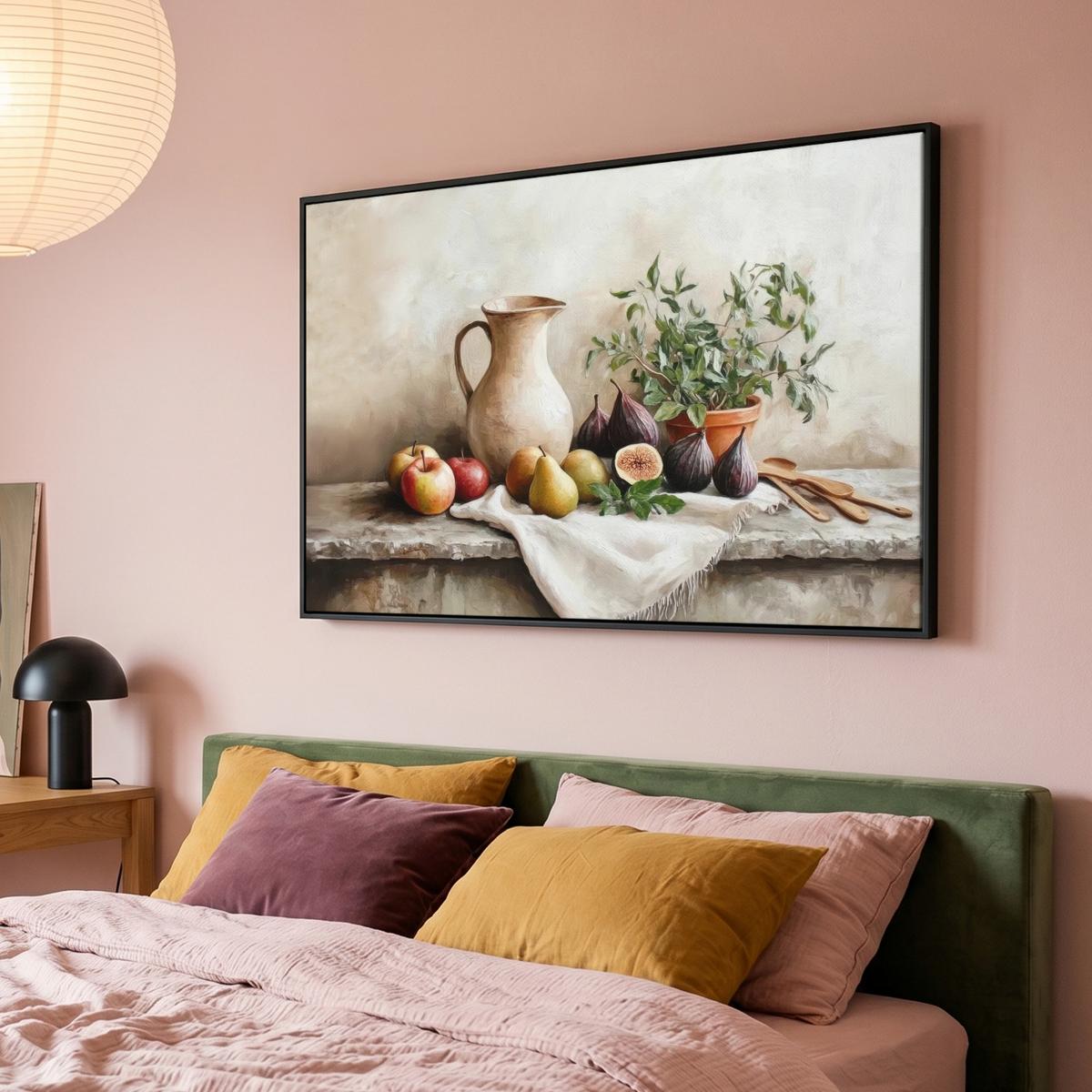 LEINWAND Bilder mit Rahmen - Obst - Kräuter - Ländlich - 140x90 - Naturfarben, Textil (140/90cm) - MuchoWow