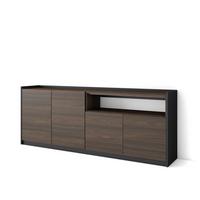 SIDEBOARD, Highboard, Dunkler Eiche und Schwarz, 207/37/80cm - Hellbraun, Holzwerkstoff (207/80/37cm) - Skraut Home