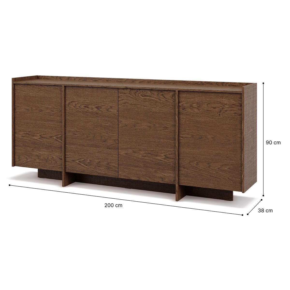 SIDEBOARD Japandi Dunkles Holz - Braun, Holzwerkstoff (200.1/89.6/38cm) - Petits-meubles