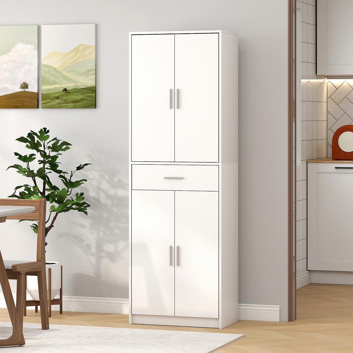 KÜCHENSCHRANK Spanplatte MDF Weiß - Weiß, Holz (35/180/60cm) - HOMCOM