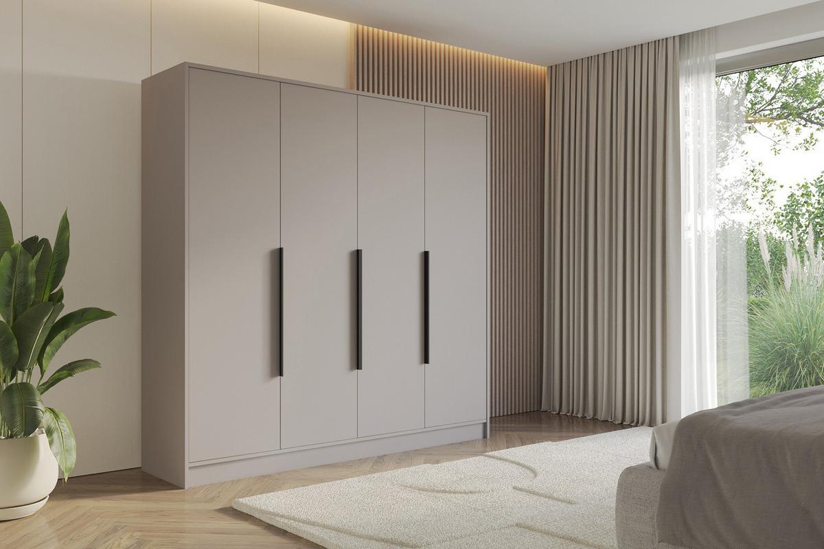 KLEIDERSCHRANK - PORTO - 200 - Kaschmir - Kaschmir/Schwarz, Holzwerkstoff (200/200/51cm) - ALTDECOR