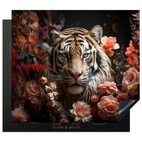 HERDABDECKPLATTE Tiger - Tier - Natur - Floral - Botanisch Herdabdeckung Induktionsfeld 60x52 cm - Orange, Kunststoff (60/52/0.2cm) - MuchoWow