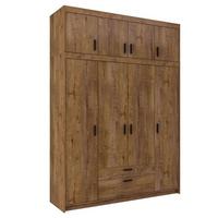 DREHTÜRENSCHRANK Elena mit 4 Türen und 2 Schubladen, mit Aufsatz Eiche Lefkas - Eichefarben, Holzwerkstoff (176/245/53cm) - Beautysofa