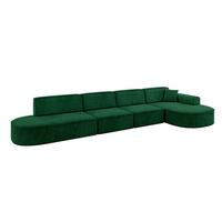 ECKSOFA Ottomane Rechts MARI-L3 - 413x171x79 cm Dunkelgrün Velours - Dunkelgrün/Schwarz, Holzwerkstoff/Kunststoff (171/413cm) - ALTDECOR