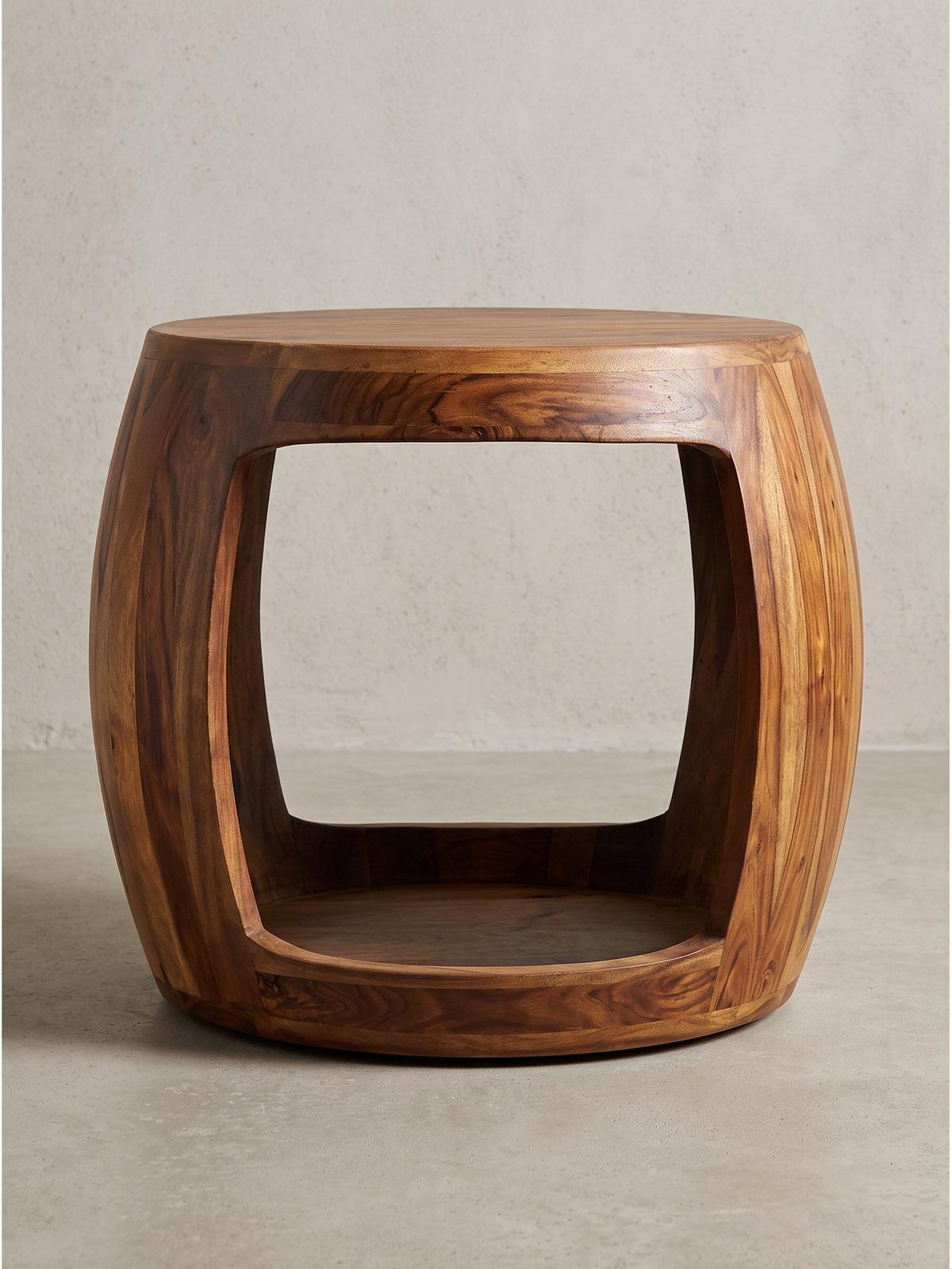 BEISTELLTISCH ANTEQUERA, Dunkles Massivholz, Ø 50 x 40 cm - Dunkelbraun/Braun, Holz (50/50/40cm) - KADIMA DESIGN