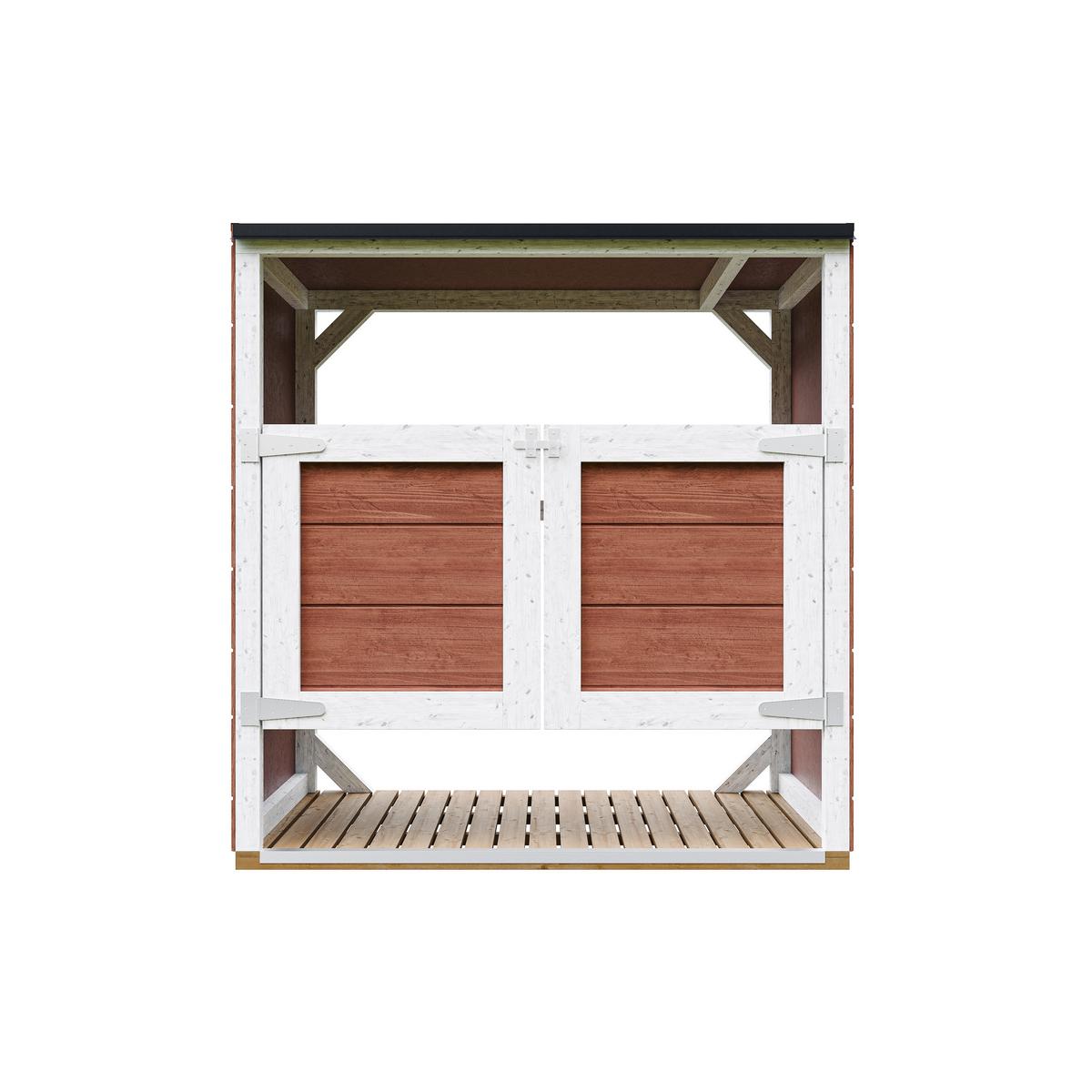 MÜLLTONNENBOX 2er 240L, M980A-REDWOOD RED, aus wetterfestem LP Smartside Holz - Rot, Holz (153/159/75cm) - Timbela