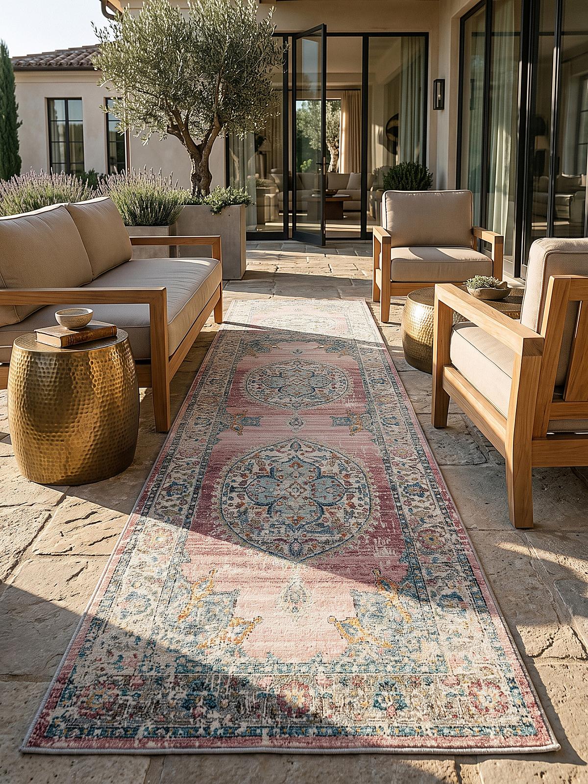 TEPPICH Outdoor Orientalisch LIMMAT Polypropylen Pink 80 x 150 cm - Rosa, Textil (80/150cm) - KADIMA DESIGN