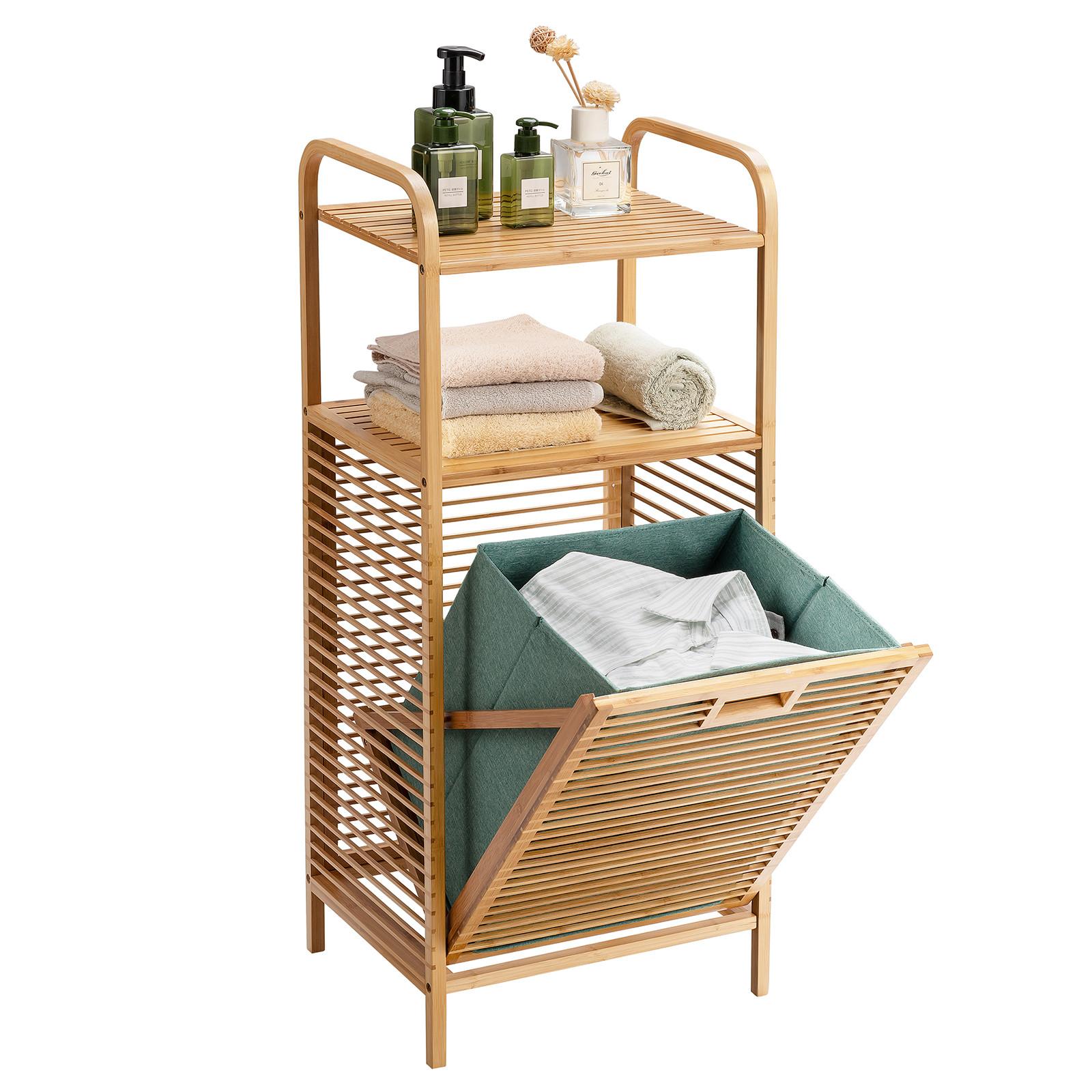 WASCHEKORB Holz - Apfelbaumfarben, Naturmaterialen (33/41/96cm) - COSTWAY