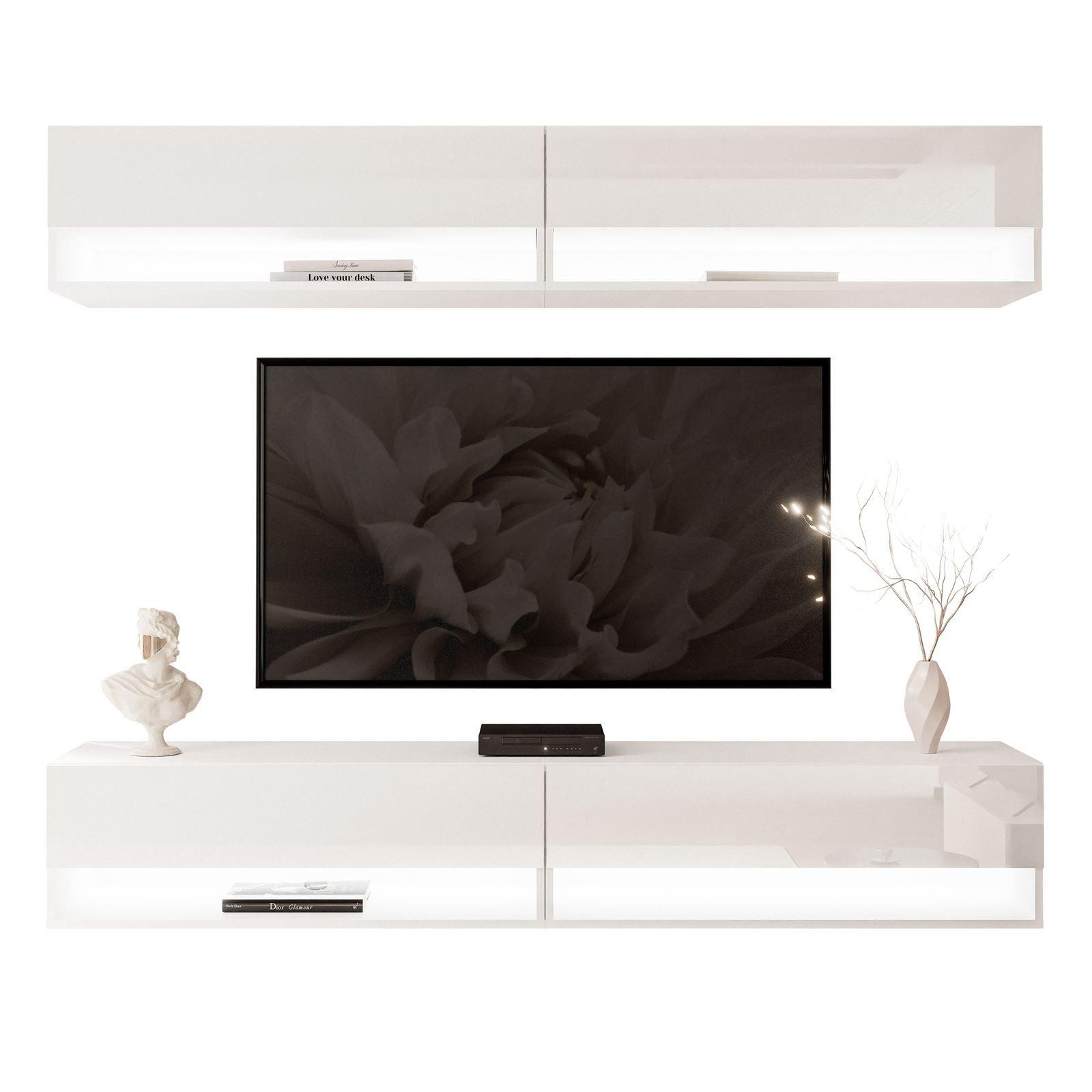 WOHNWAND Calante mit LED-Beleuchtung - Weiß Hochglanz, Holzwerkstoff (180/30/35cm) - Lookway