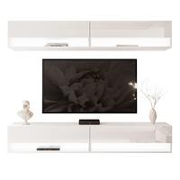 WOHNWAND Calante mit LED-Beleuchtung - Weiß Hochglanz, Holzwerkstoff (180/30/35cm) - Lookway
