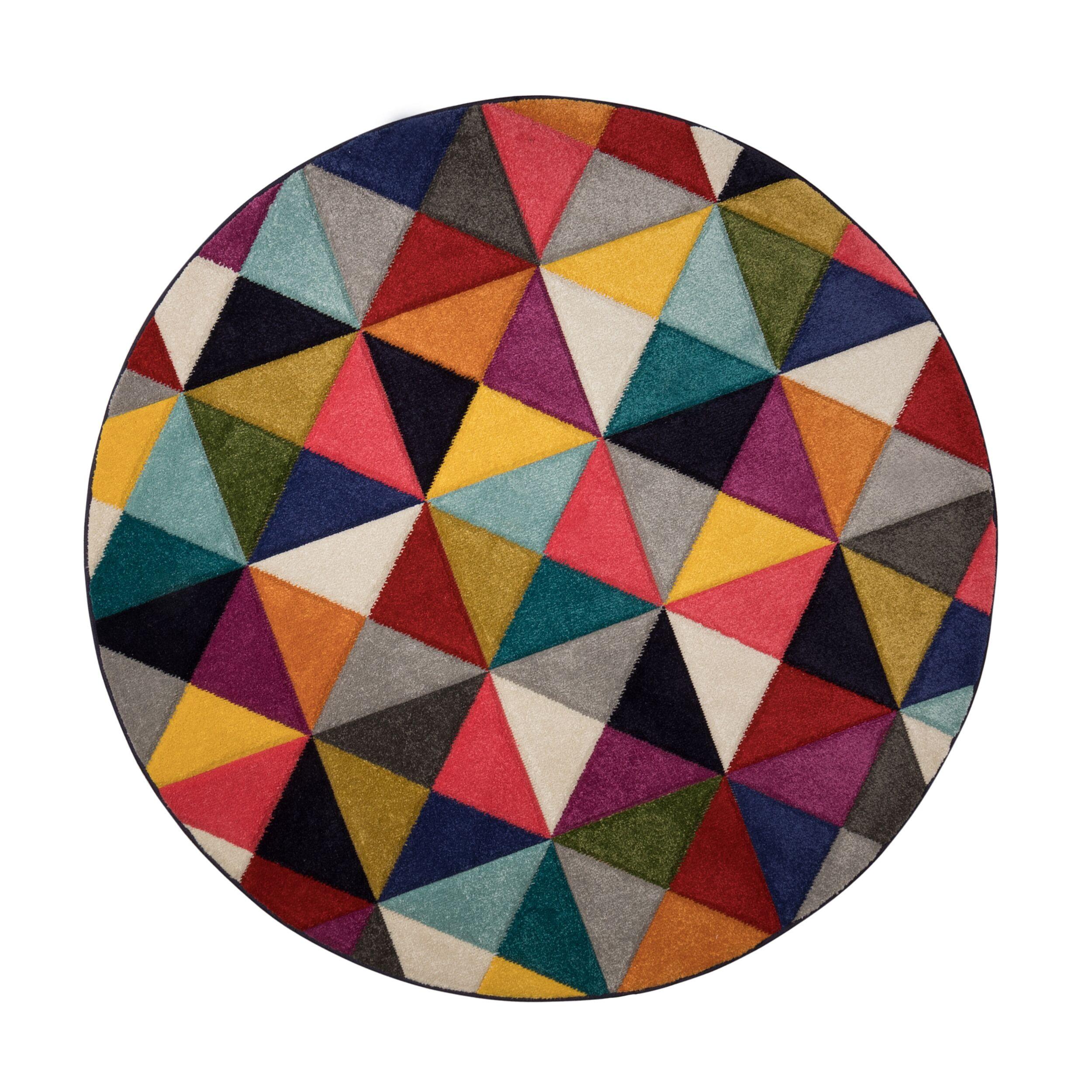 TEPPICH MEON, geometrisch, aus Polypropylen, Florhöhe 11 mm, Bunt, Ø 160 cm - Multicolor, Textil (160/160cm) - KADIMA DESIGN