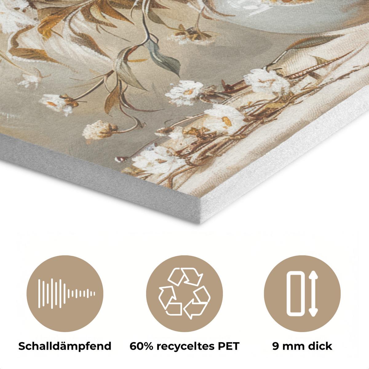 AKUSTIKBILD Blumen - Vase - Stilleben - Beige Akustikpaneele 90x90 cm - Creme, Kunststoff (90/90/0.9cm) - MuchoWow