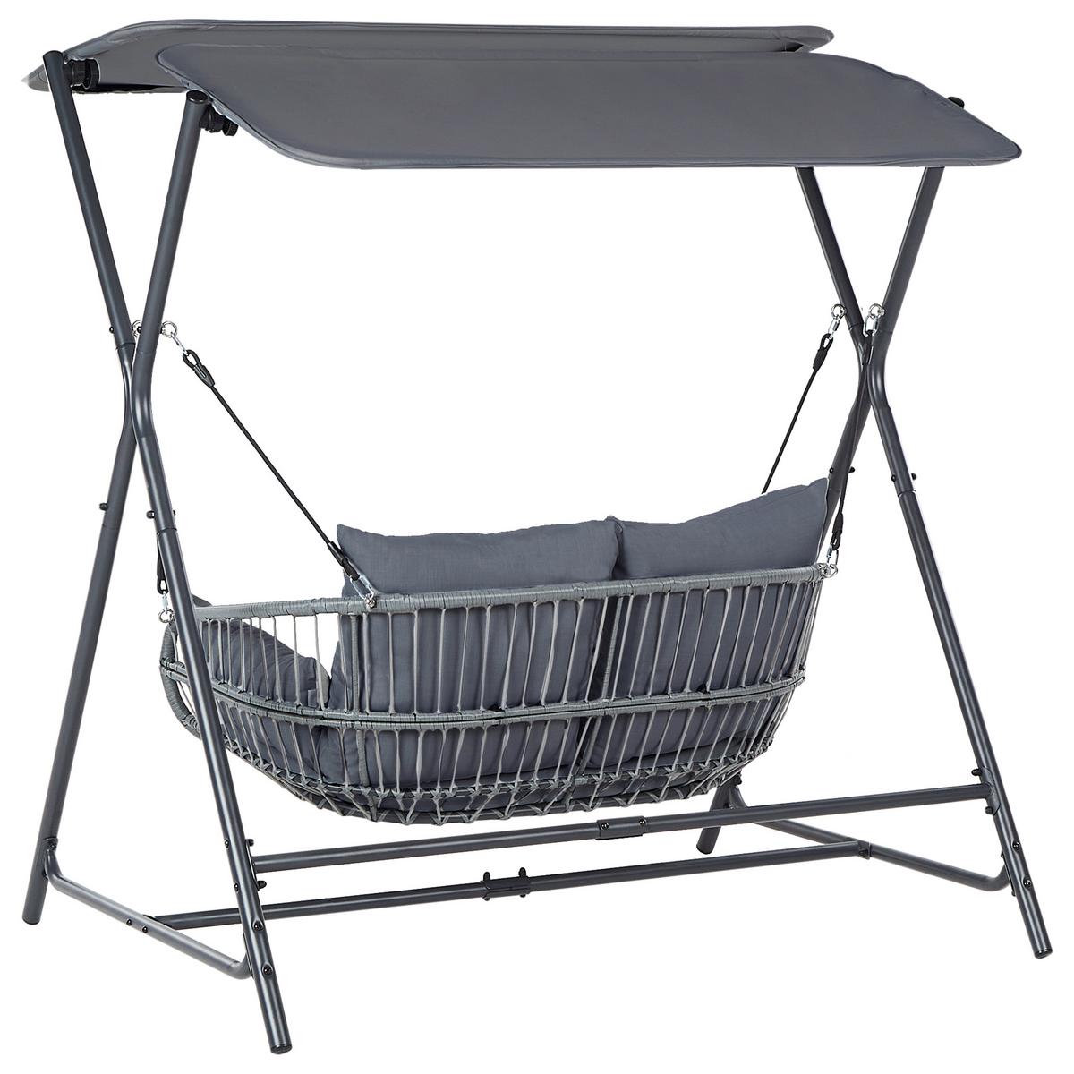 HOLLYWOODSCHAUKEL Grau Fiastra - Grau, Metall (170/202/140cm) - Beliani