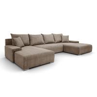 WOHNLANDSCHAFT LAVIO U mit Schlaffunktion und Bettkasten - Braun, Textil (348/93/188cm) - Lookway