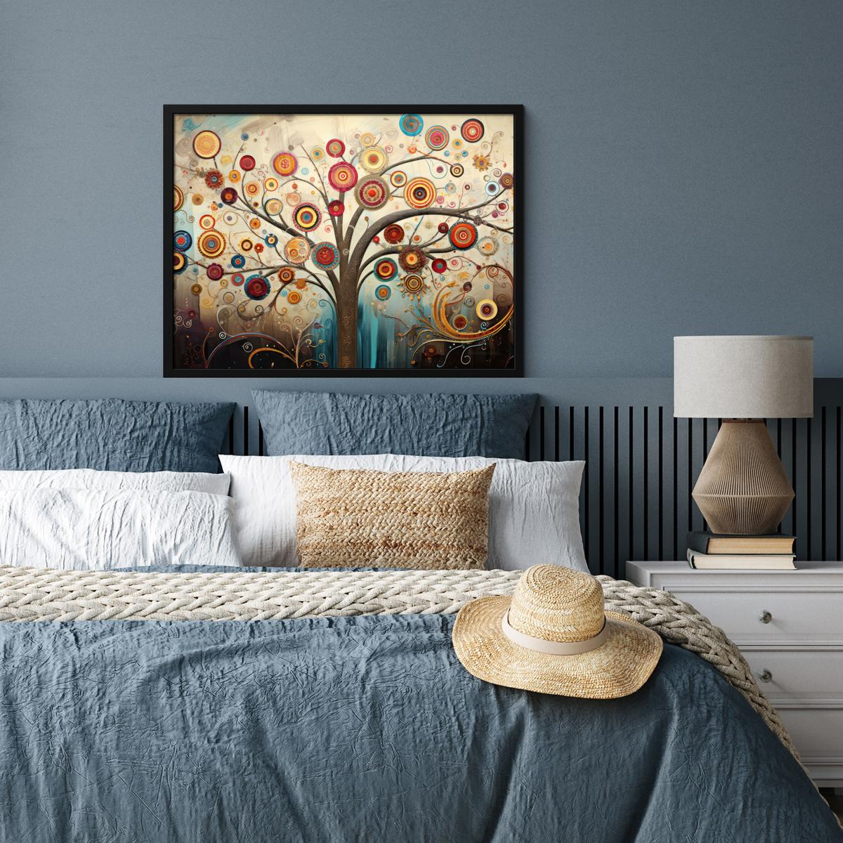 POSTER MIT RAHMENGERAHMTES BILD Baum - Baum des Lebens - Farbe 80x60 cm - Braun, Papier (80/60cm) - MuchoWow