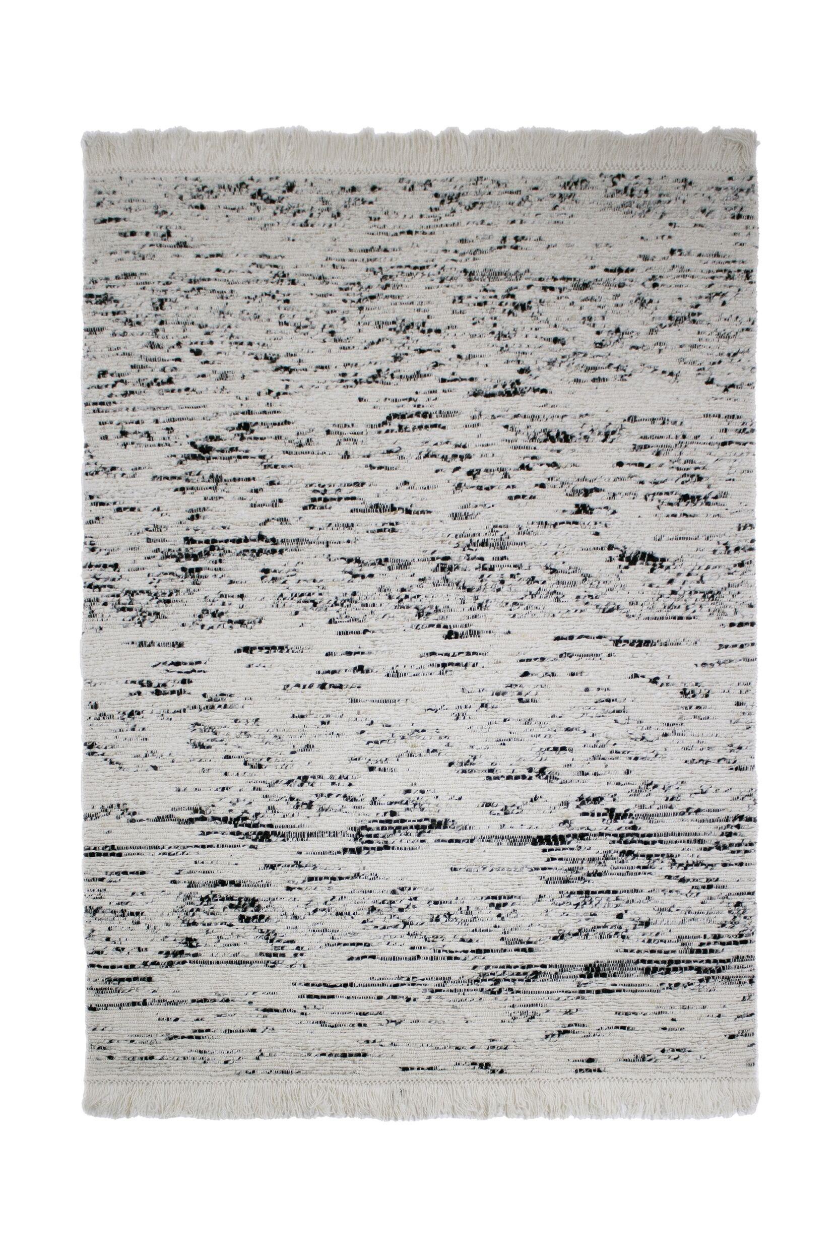 TEPPICH aus Wolle handgewebt mit Fransen TIREE in Schwarz, gestreift, 200 x 300 cm - Schwarz, Textil (200/300cm) - KADIMA DESIGN