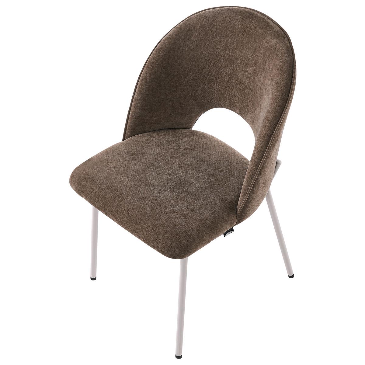 ESSZIMMERSTUHL 2er Set Chenillegewebe Hellbraun Covelo - Hellbraun/Beige, Textil/Metall (46/83/53cm) - Beliani
