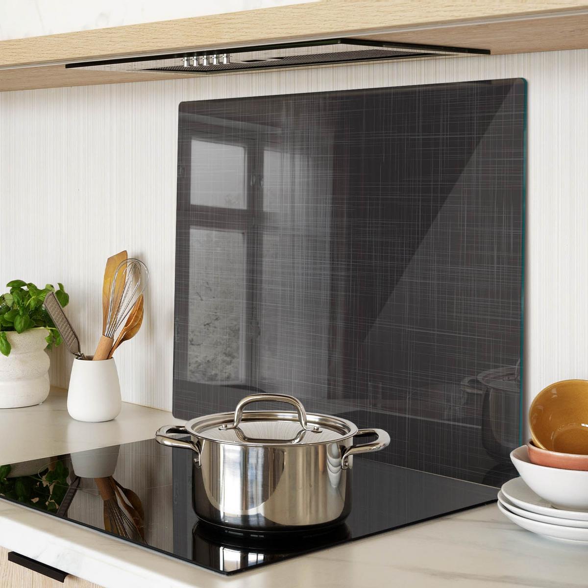GLASPLATTE 60x52 cm Leinenstruktur - Schwarz, Glas (60/0.4/52cm) - TULUP