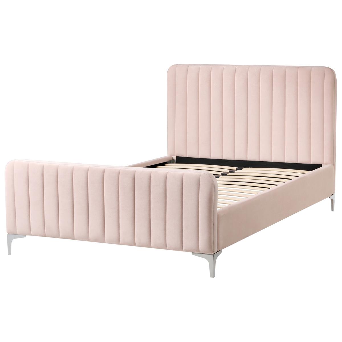 BETT mit Lattenrost 120/200 cm Pastellrosa Lunan - Pink, Textil (120/200cm) - Beliani