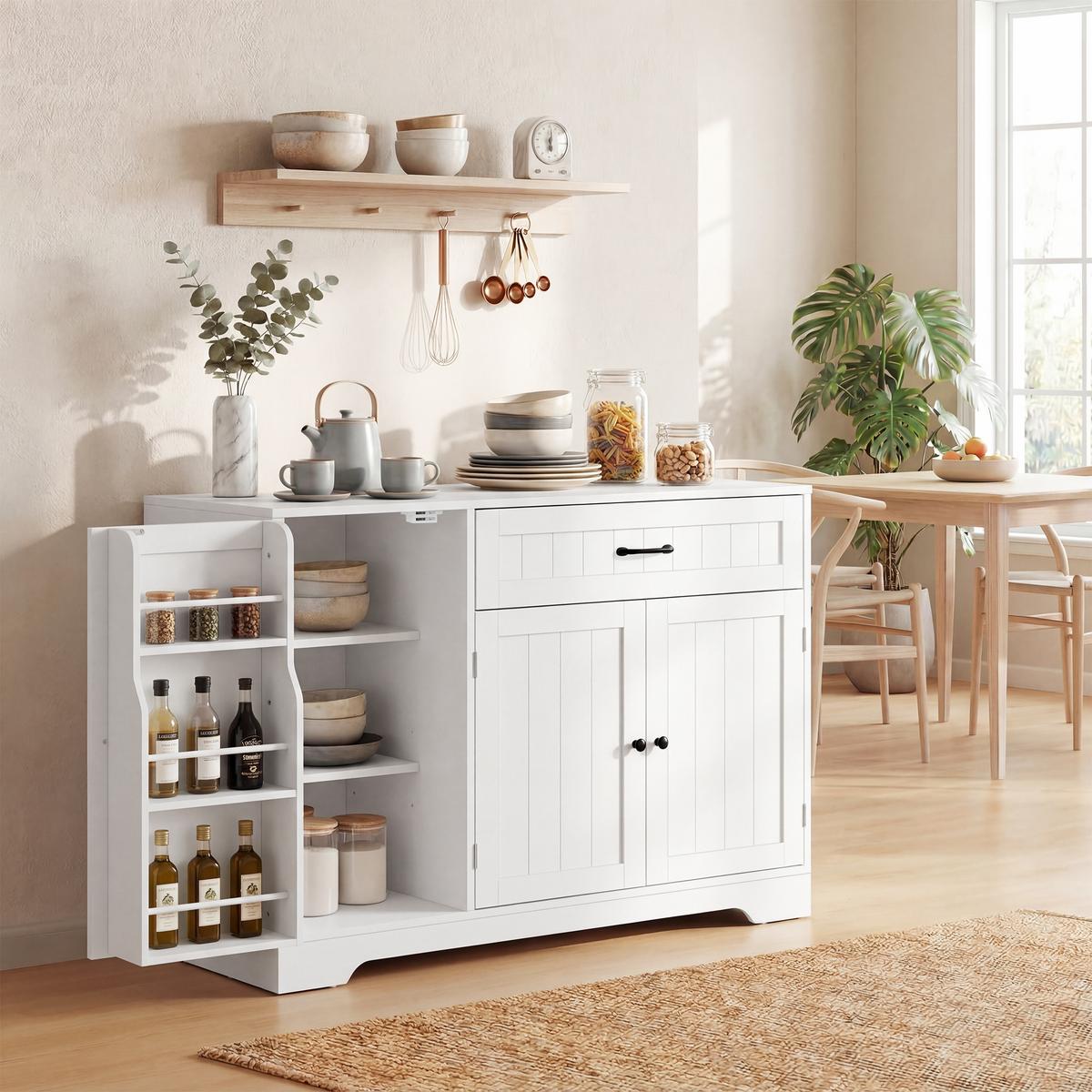SIDEBOARD MDF Weiß - Schwarz/Weiß, Holzwerkstoff/Metall (40/80/110cm) - HOMCOM