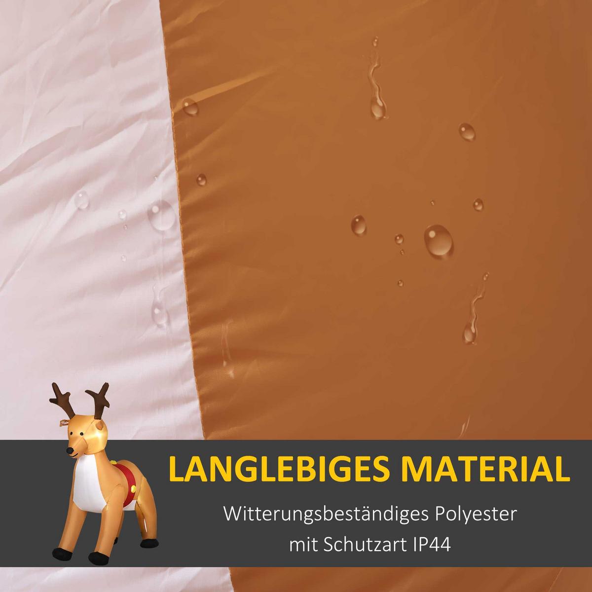 AUFBLASBARES Weihnachts-Rentier 180 cm aufblasbare Weihnachtsdeko mit LED - Gelb, Textil (80/180/155cm) - HOMCOM