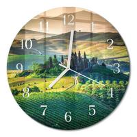 WANDUHR aus Glas Ø30 cm - Landschaft - Grün, Glas (30/30/0.4cm) - TULUP