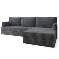 ECKSOFA ANKO modulares Boneless Sofa mit Schlaffunktion Grau Kordstoff - Dunkelgrau, Textil (270/160cm) - MASSENO