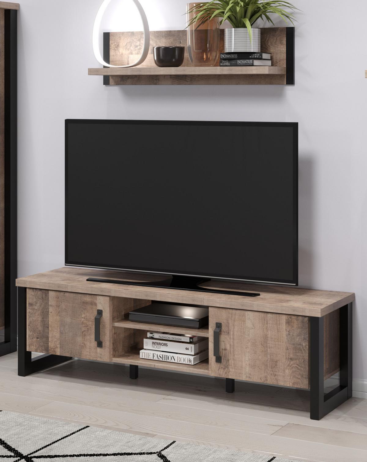 WANDBOARD Eiche Tabak, schwarz, Bücherregal 110 cm hängend - Eichefarben/Schwarz, Holzwerkstoff (110/28/23cm) - Top.Furn