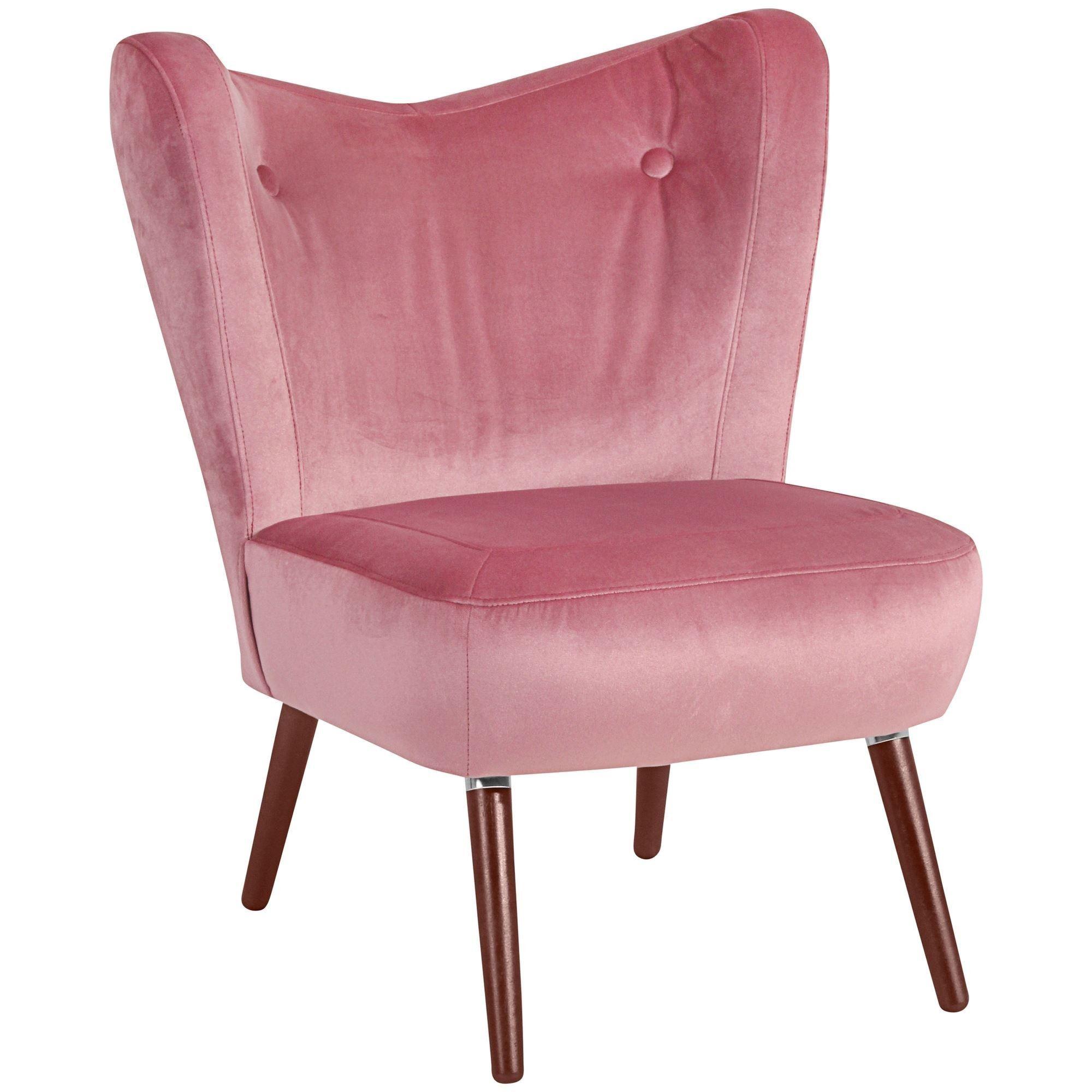 SESSEL Kathy Bezug Samtvelours Buche nussbaum dunkel / rosé - Rosa, Kunststoff (70/86/69cm) - 58aufmkessel