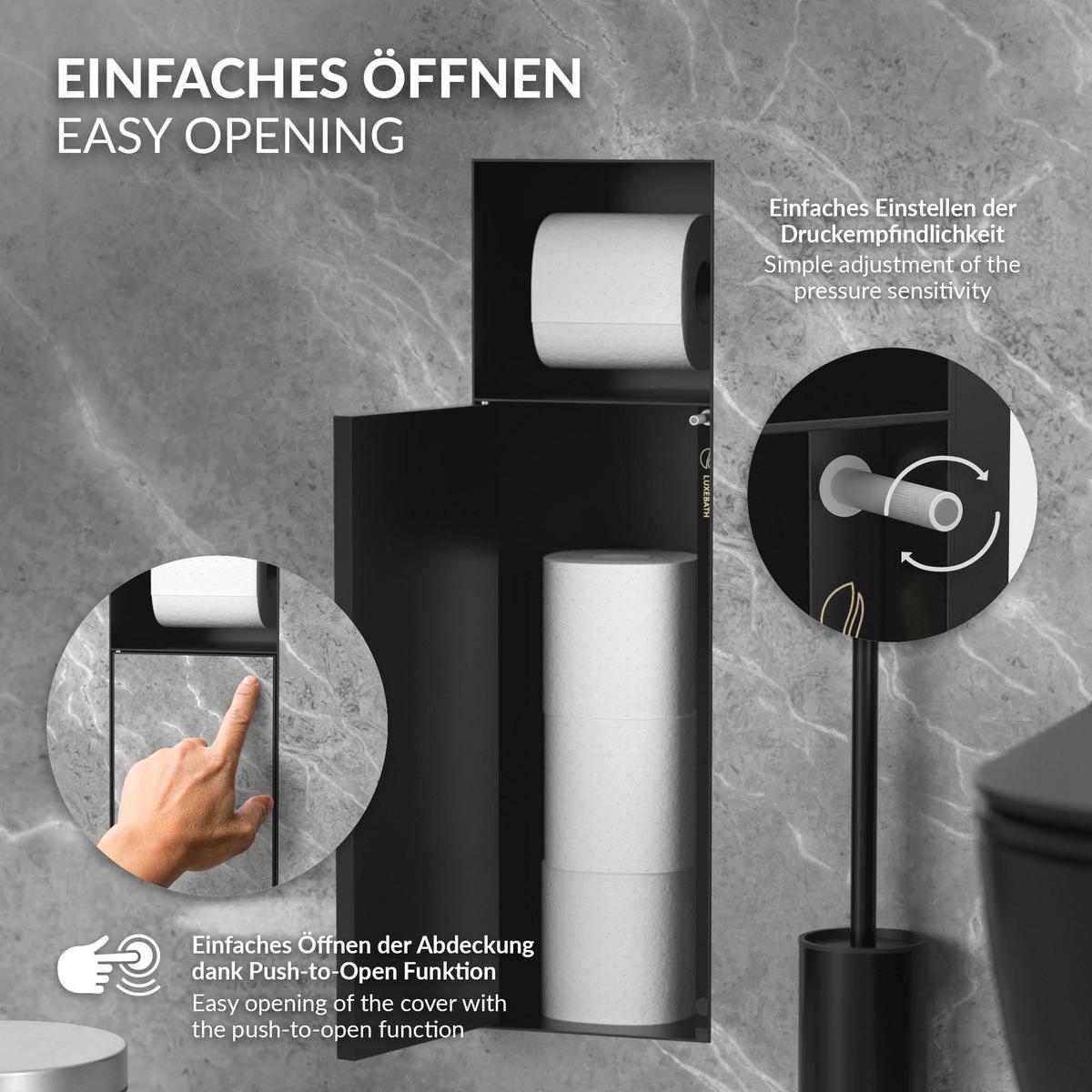 UNTERPUTZ-SCHRANKMODUL WC aus Edelstahl Schwarz matt 60x20x14 cm - Schwarz, Metall (14/60/20cm) - LuxeBath